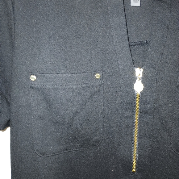 Anne Klein Medium Black "Y" Neck Half Zip Short Sleeve Top - Picture 3 of 6